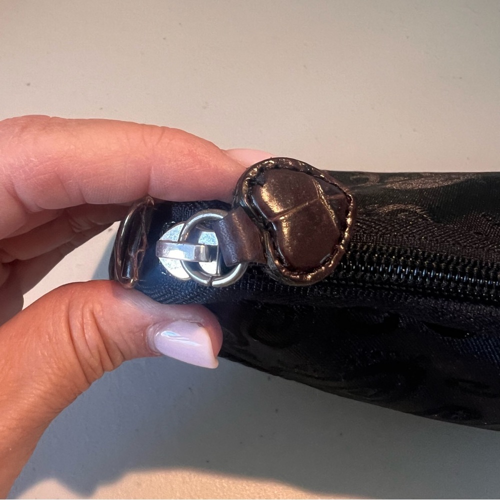 Brighton Toiletry Bag Signature Black with Embossed Brown Leather Heart Accents - Picture 8 of 12